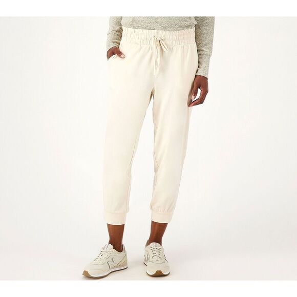 AnyBody Lounge Cozy Knit Split Cuff Joggers- Warm Sand, Small - Picture 1 of 1